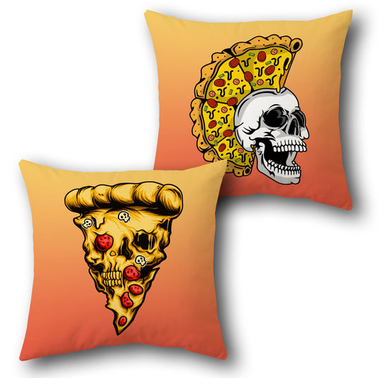 Pizza Skull Throw  - Orange & Yellow Gradient Design Cushion Single (Front & Back)