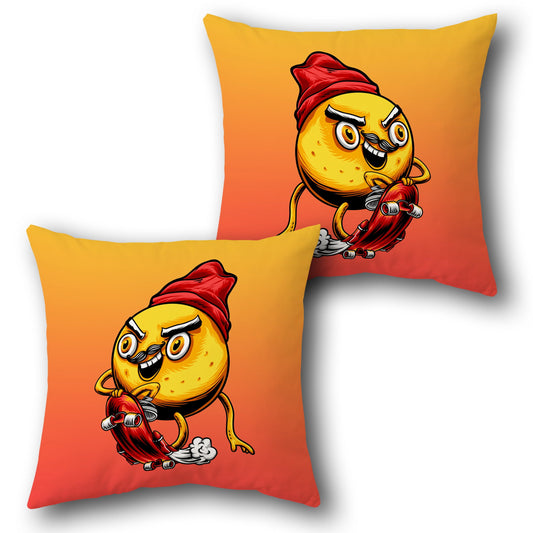Skateboarding Orange Throw  - Orange & Yellow Gradient Design Cushion Single (Front & Back)