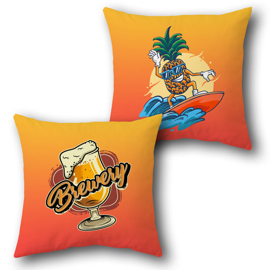 Pineapple Brewery Throw  - Orange & Yellow Gradient Design Cushion Single (Front & Back)