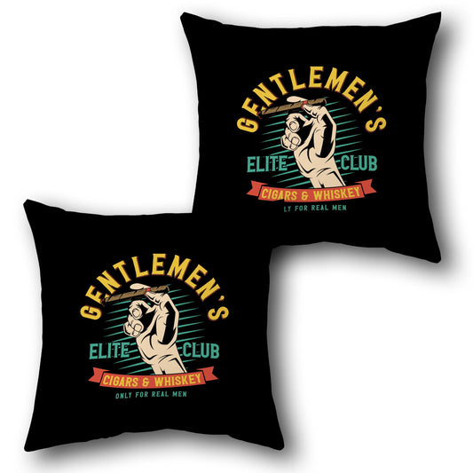 Gentlemen's Elite Club Throw  - Black Design Cushion Single (Front & Back)