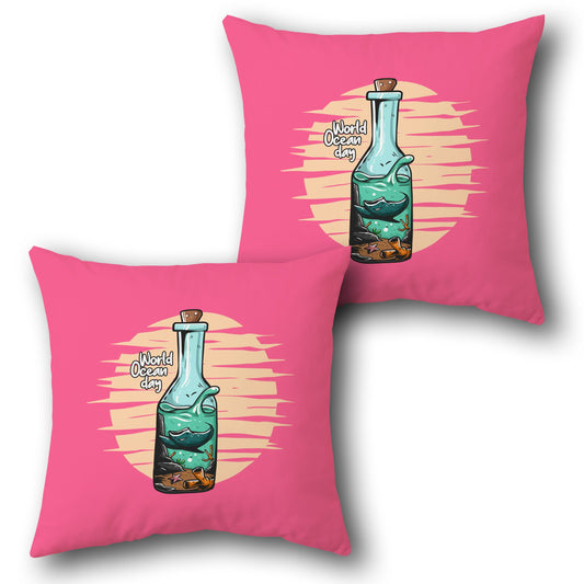 World Ocean Day Message Bottle Throw  Design Cushion Single (Front & Back)