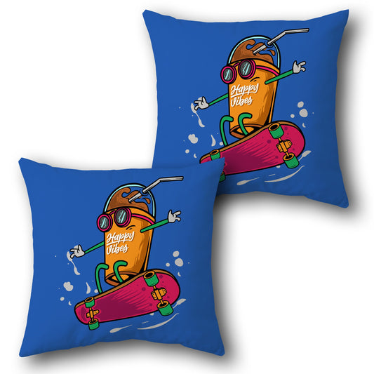 Skate & Sip Happy Vibes  Design Cushion Single (Front & Back)