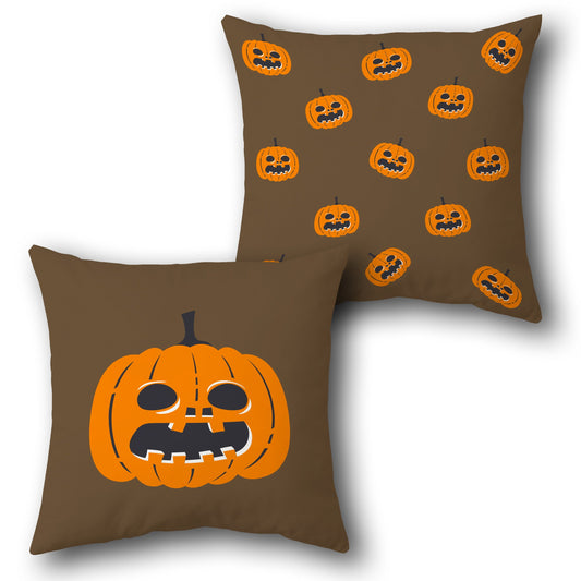Pumpkin Grin  Design Cushion Single (Front & Back)