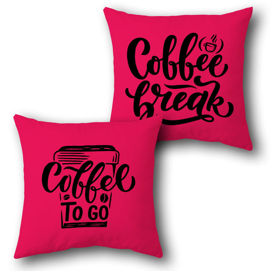 Bold Coffee Vibes Throw  – “Coffee Break / Coffee To Go” Design Cushion Single (Front & Back)