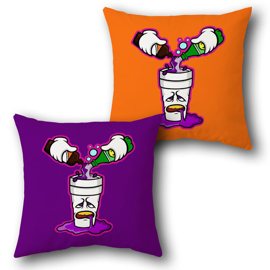 Double Cup Drip Throw  – Cartoon Lean Art Design Cushion Single (Front & Back)