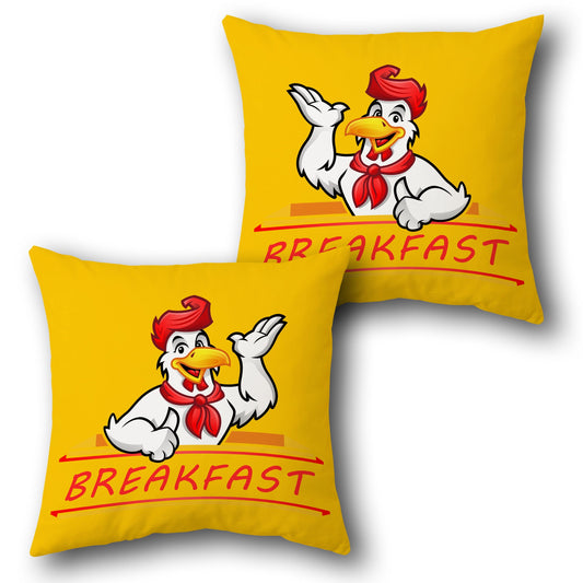 Rise & Shine Breakfast Chicken Throw  – Sunny Yellow Design Cushion Single (Front & Back)