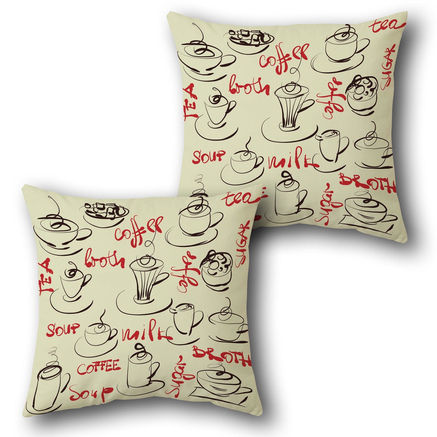 Sketch Café Vibes  Design Cushion Single (Front & Back)