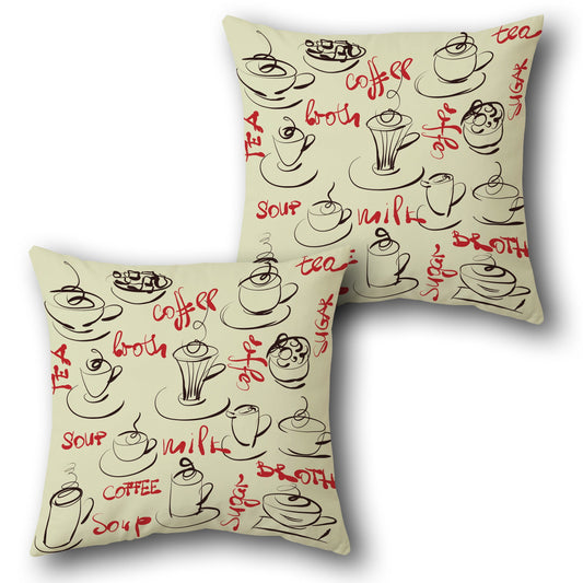 Sketch Café Vibes  Design Cushion Single (Front & Back)