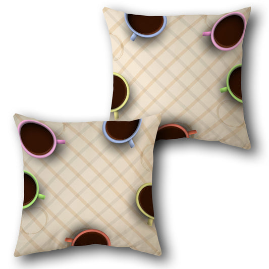 Pastel Coffee Mornings  Design Cushion Single (Front & Back)