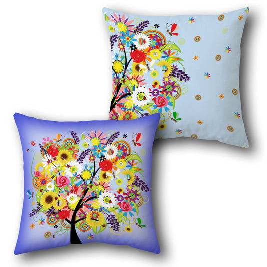 Colorful Blossom Tree  Design Cushion Single (Front & Back)