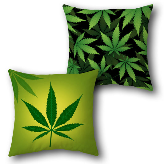 Hemp Leaf  Design Cushion Single (Front & Back)