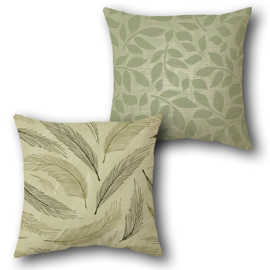 Minimalist Leaf and Feather Decorative  Design Cushion Single (Front & Back)