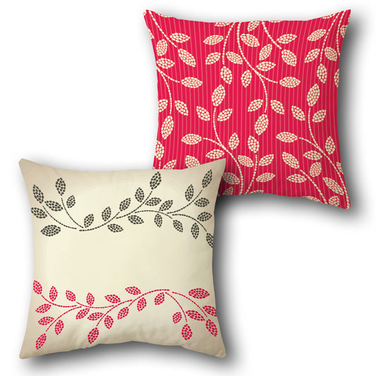 Dotted Leaf Pattern Decorative  Design Cushion Single (Front & Back)
