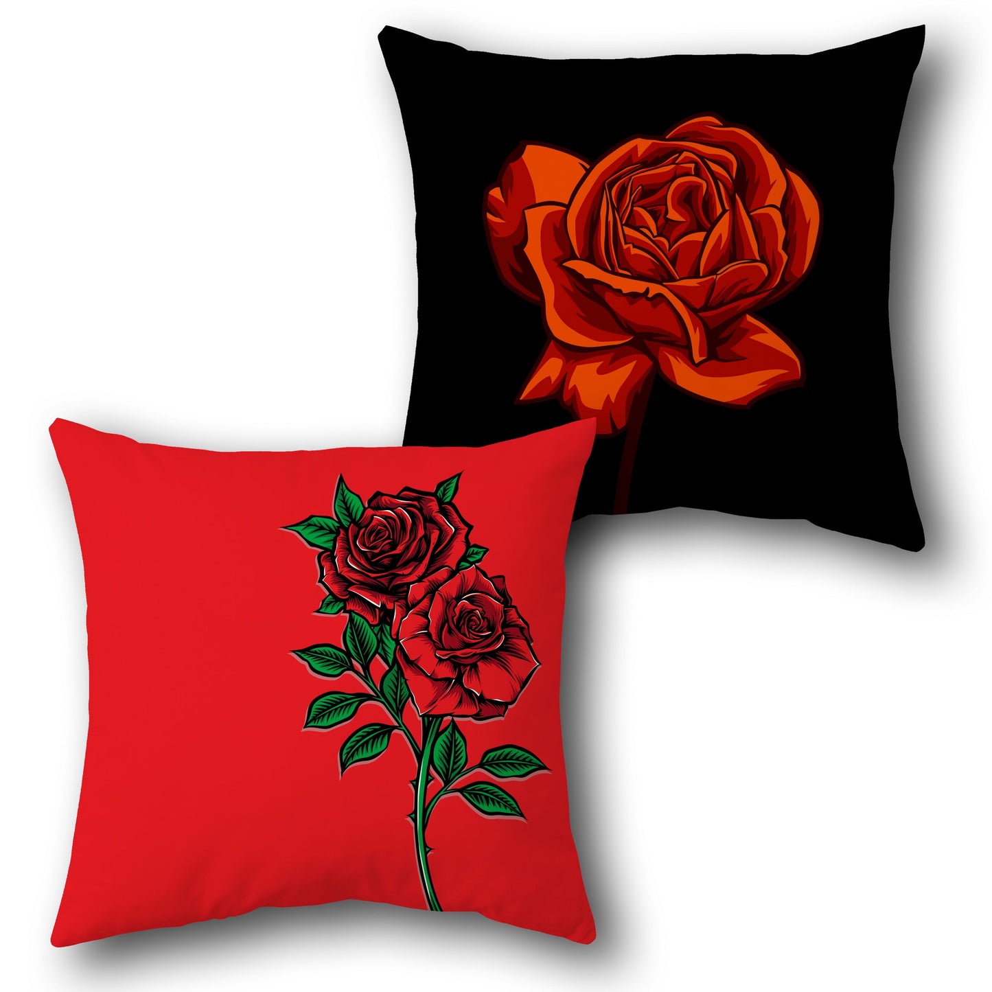 Red and Black Rose Throw  Design Cushion Single (Front & Back)