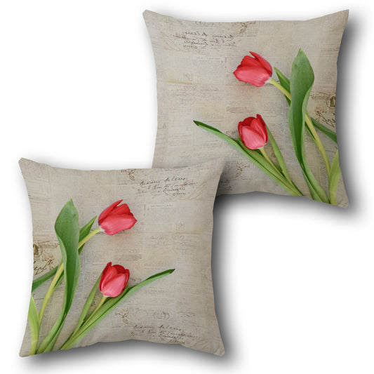 Vintage Tulip Throw  Design Cushion Single (Front & Back)