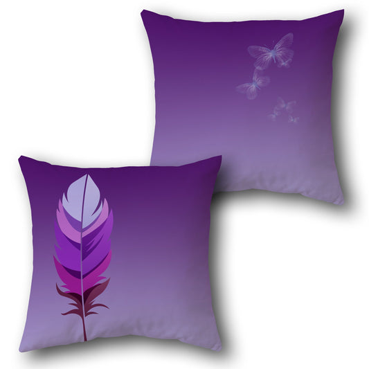 Purple Feather Throw  Design Cushion Single (Front & Back)
