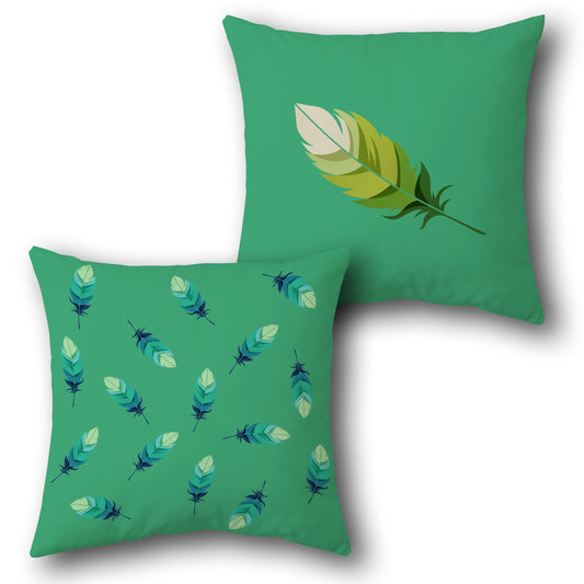 Green Feather Throw  Design Cushion Single (Front & Back)
