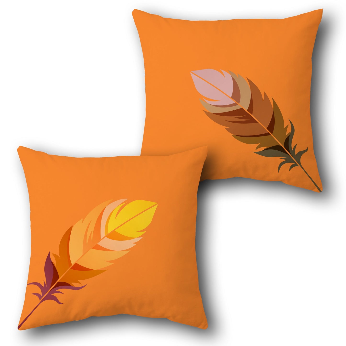 Autumn Feather Throw  Design Cushion Single (Front & Back)
