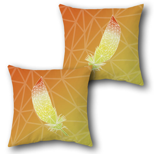 Geometric Autumn Feather Throw  Design Cushion Single (Front & Back)