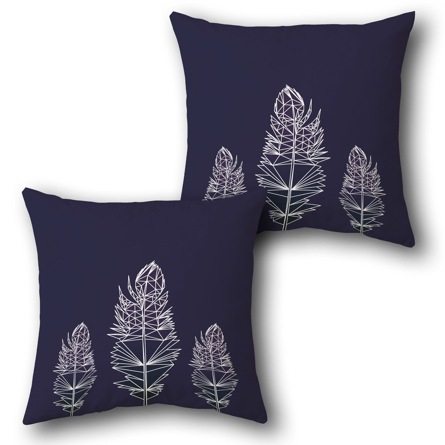 Navy Geometric Feather Throw  Design Cushion Single (Front & Back)