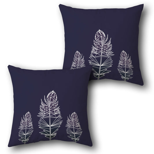 Navy Geometric Feather Throw  Design Cushion Single (Front & Back)