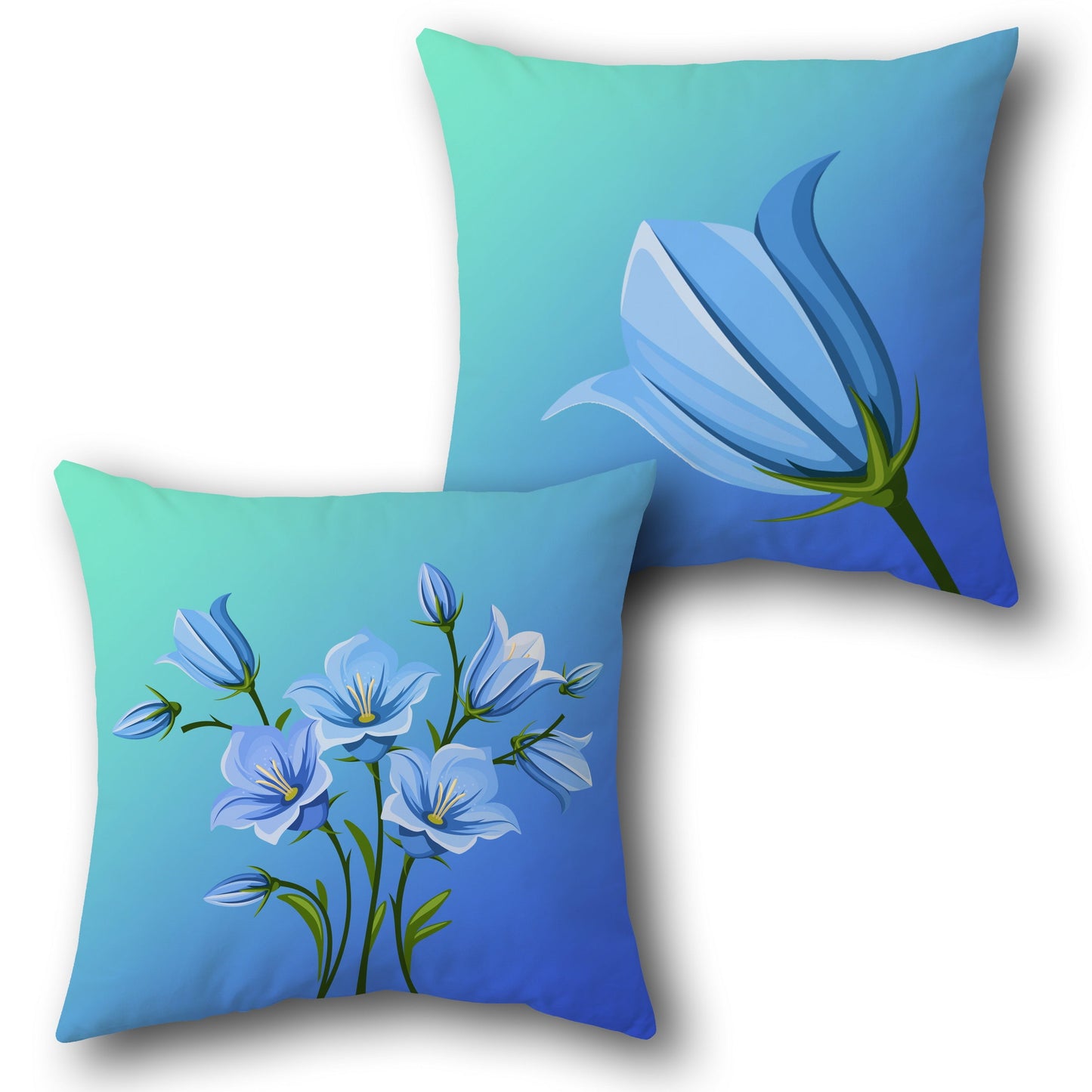 Blue Bellflower Throw  Design Cushion Single (Front & Back)