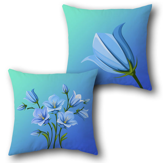Blue Bellflower Throw  Design Cushion Single (Front & Back)