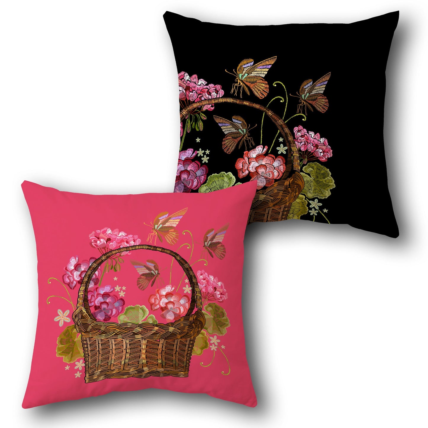 Floral Basket Throw  Design Cushion Single (Front & Back)