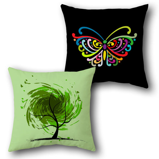 Artistic Tree and Butterfly Throw  Design Cushion Single (Front & Back)