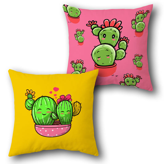 Cute Cactus Throw  Design Cushion Single (Front & Back)