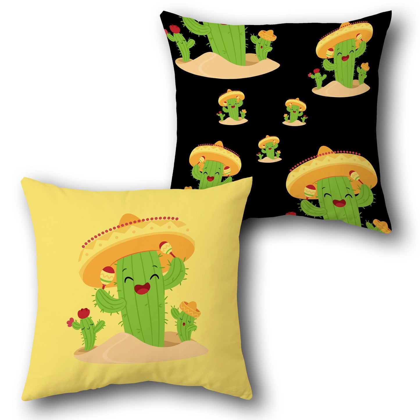 Festive Cactus Throw  Design Cushion Single (Front & Back)