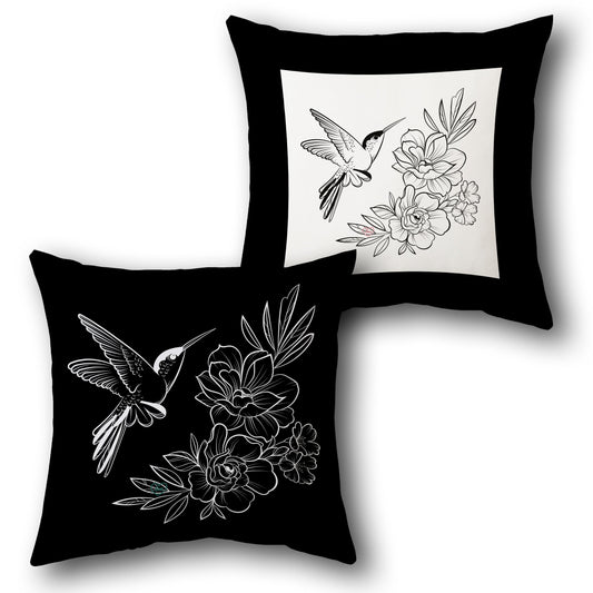 Hummingbird Floral Throw  Design Cushion Single (Front & Back)