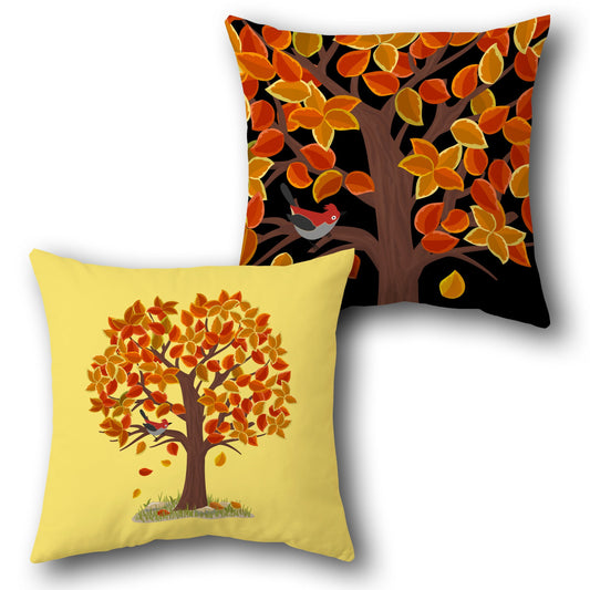 Autumn Tree Throw  Design Cushion Single (Front & Back)