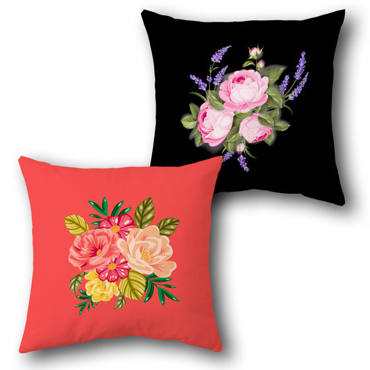 Vibrant Floral Bouquet Throw  Design Cushion Single (Front & Back)