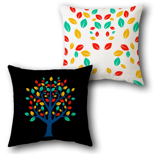 Colorful Leaf Tree Throw  Design Cushion Single (Front & Back)