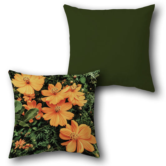 Orange Cosmos Throw  Design Cushion Single (Front & Back)