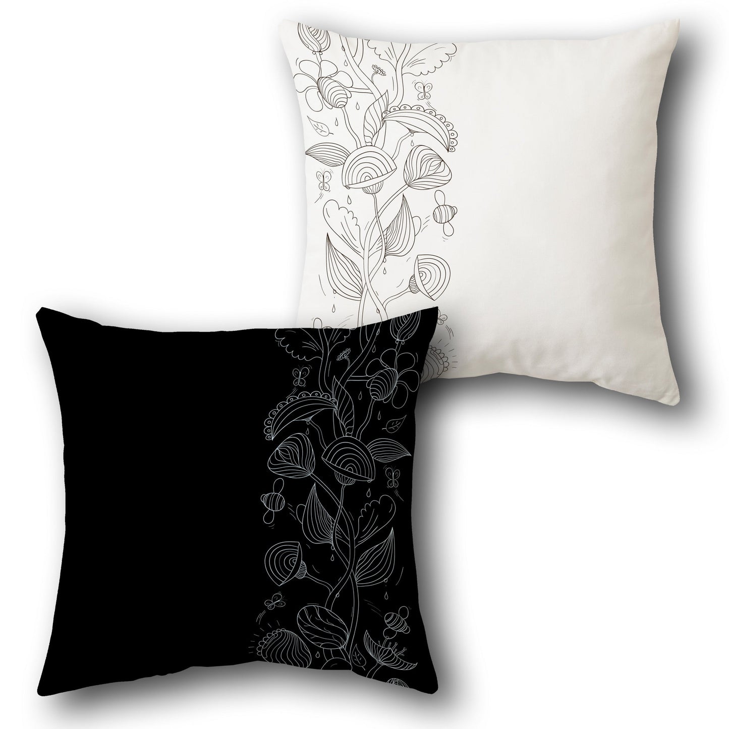 Doodle Floral Throw  Design Cushion Single (Front & Back)
