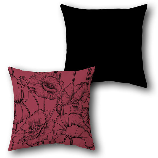 Red Poppy Throw   Design Cushion Single (Front & Back)