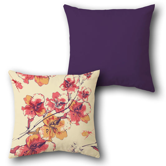 Vibrant Blossom Throw   Design Cushion Single (Front & Back)