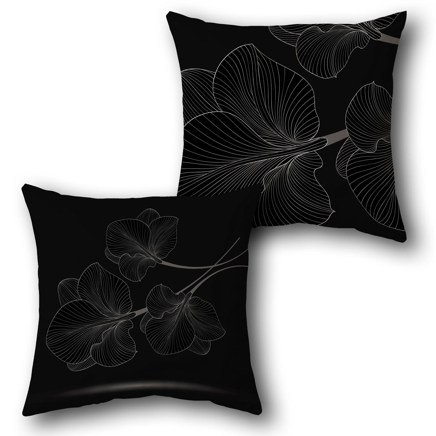 Monochrome Floral  Design Cushion Single (Front & Back)