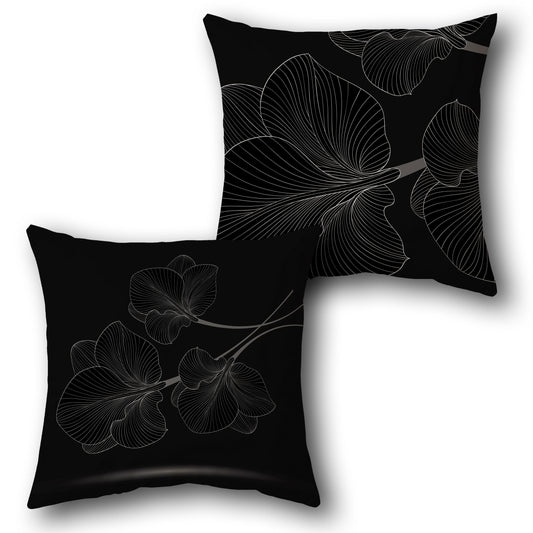 Monochrome Floral  Design Cushion Single (Front & Back)