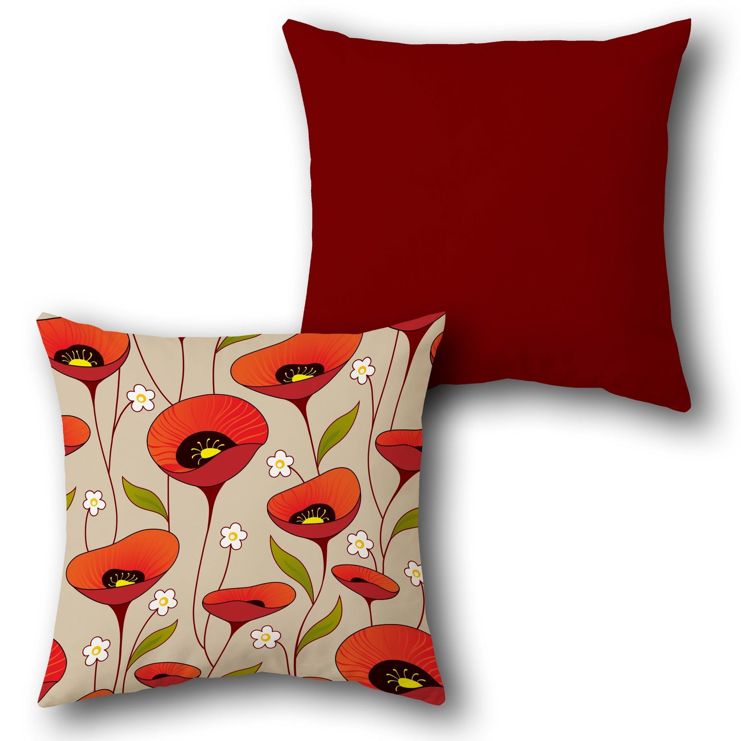 Cute Poppy Field Design Cushion Single (Front & Back)