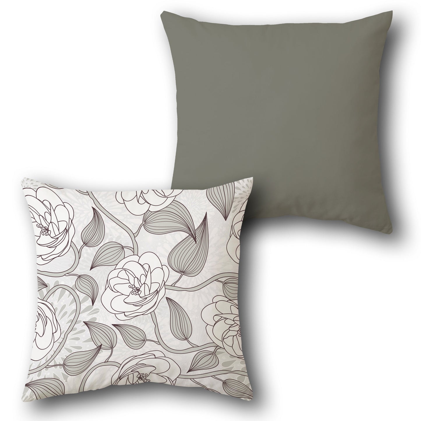 Greyscale Floral  Design Cushion Single (Front & Back)