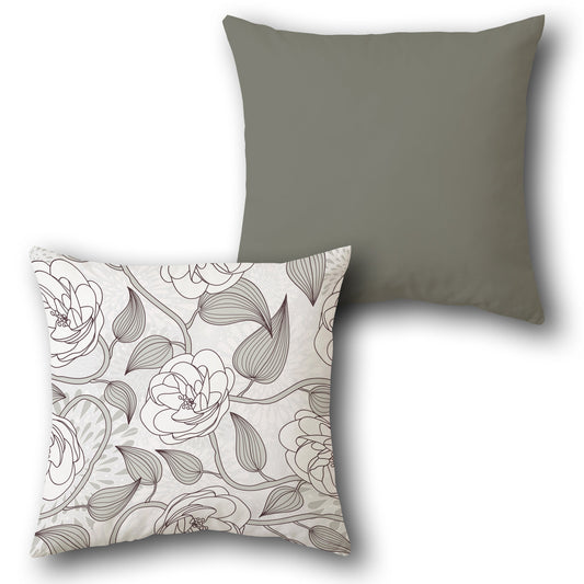 Greyscale Floral  Design Cushion Single (Front & Back)