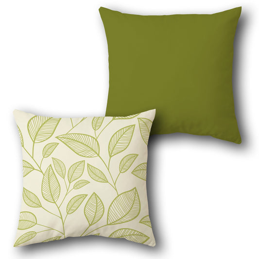 Leafy Olive Accent  Design Cushion Single (Front & Back)