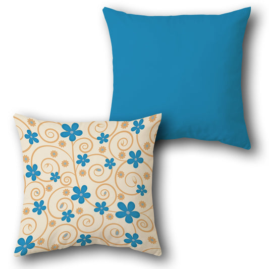 Blue Floral Swirl  Design Cushion Single (Front & Back)