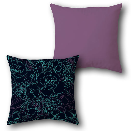 Dark Floral  Design Cushion Single (Front & Back)