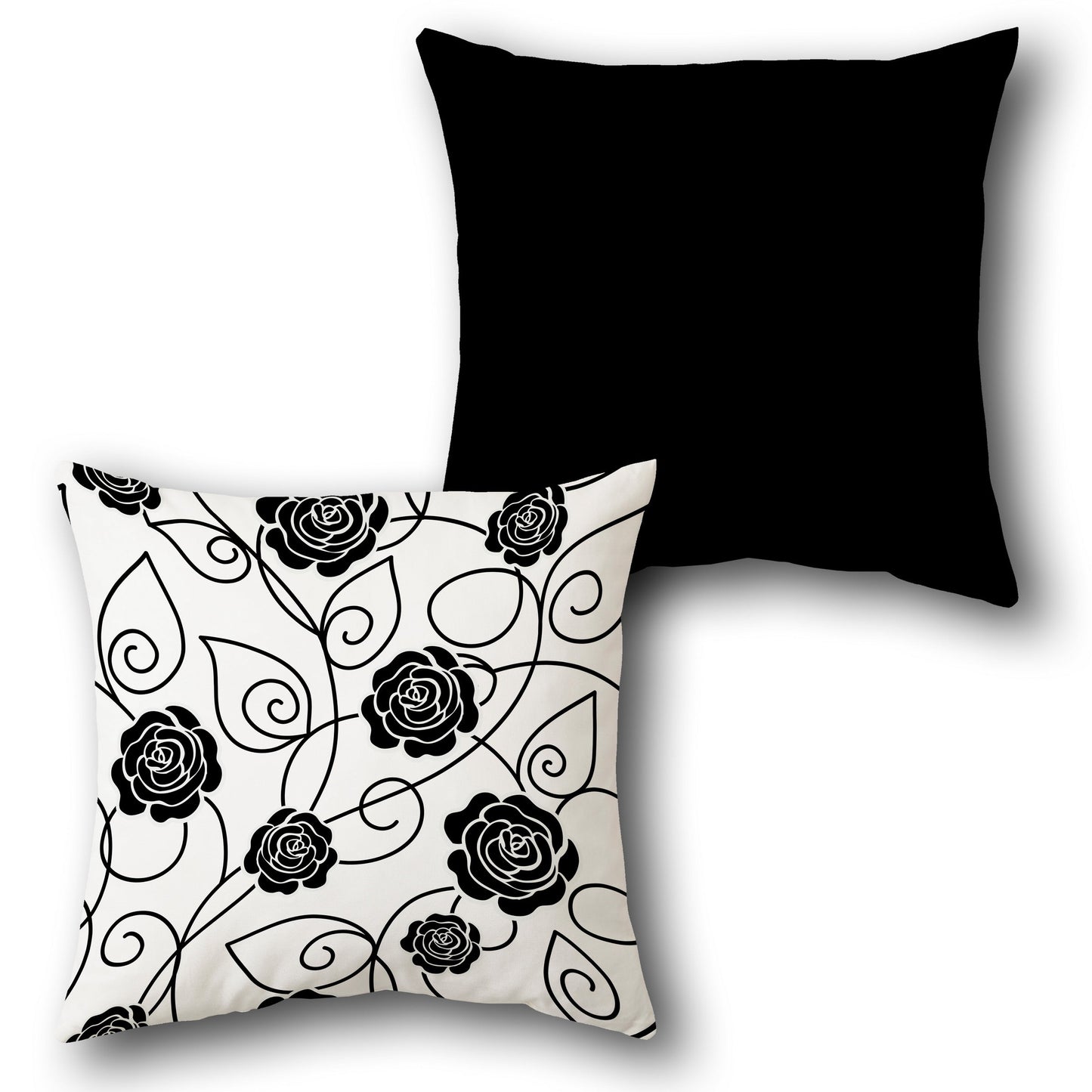 Black Rose Pattern  Design Cushion Single (Front & Back)