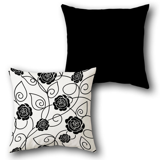 Black Rose Pattern  Design Cushion Single (Front & Back)
