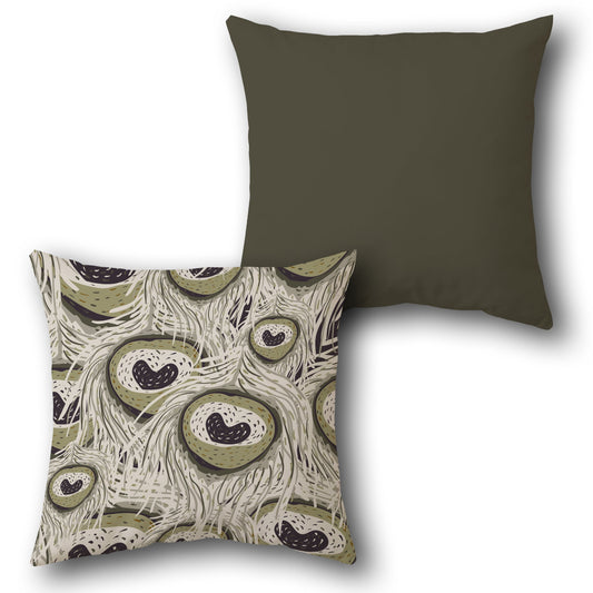Peacock Feather Pattern Decorative   Design Cushion Single (Front & Back)